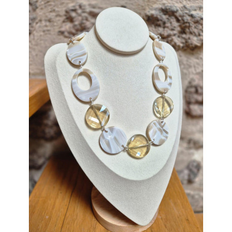 Collier TOMY ivoire marbré - Francine BRAMLI Paris