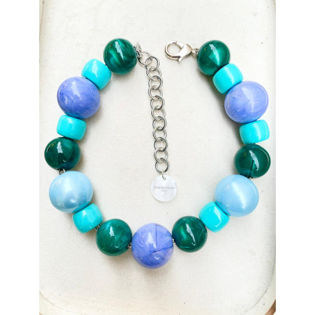 JIMMY perles bleu vert viole - Francine BRAMLI Paris