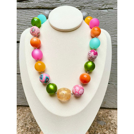 DYLAN perles rose/orange/vert/bleu/jaune - Francine BRAMLI Paris