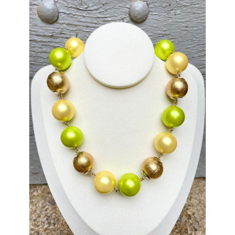 DYLAN perles vert/doré/jaune - Francine BRAMLI Paris