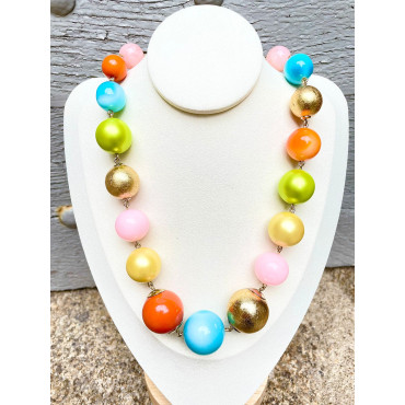 DYLAN perles vert/doré/jaune/rose/bleu/orange - Francine BRAMLI Paris