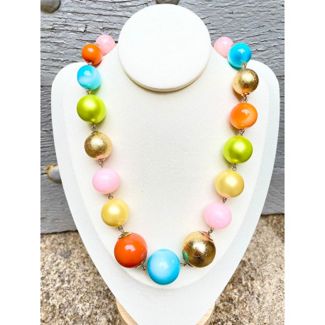 DYLAN perles vert/doré/jaune/rose/bleu/orange - Francine BRAMLI Paris