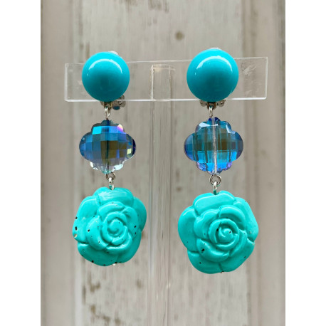 FLOWER LG Turquoise - Francine BRAMLI Paris