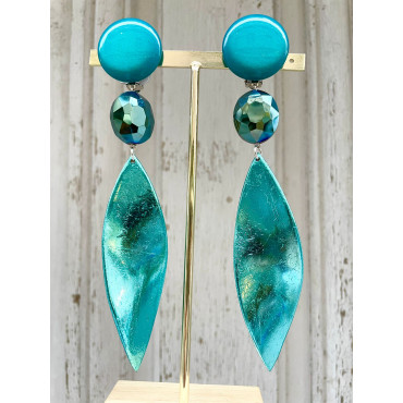 FEUILLE LG Turquoise - Francine BRAMLI Paris