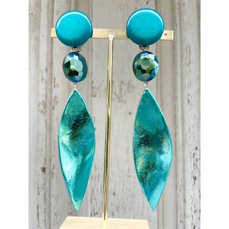 FEUILLE LG Turquoise - Francine BRAMLI Paris