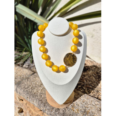Collier DYLAN perles jaunes  & doré - Francine BRAMLI Paris