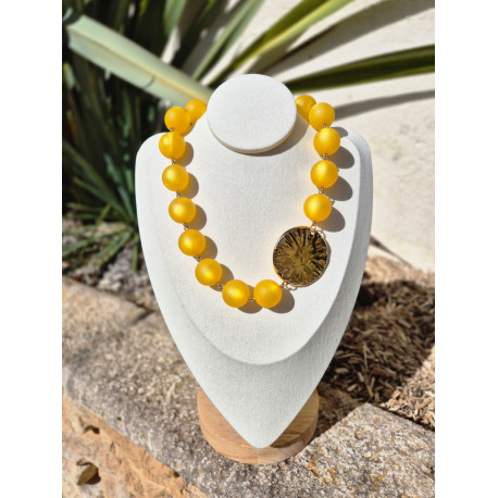 Collier DYLAN perles jaunes  & doré - Francine BRAMLI Paris