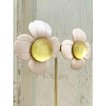 FLORAL L Beige & jaune - Francine BRAMLI Paris