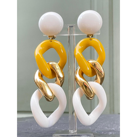 KARINA Maillons Jaune, blanc & doré - Francine BRAMLI Paris