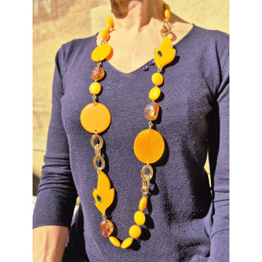 Sautoir ALBAN Jaune safran - FRANCINE BRAMLI Paris collier