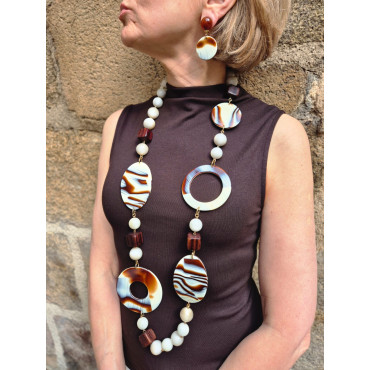 Sautoir NOHA Corne marron - Francine BRAMLI Paris collier