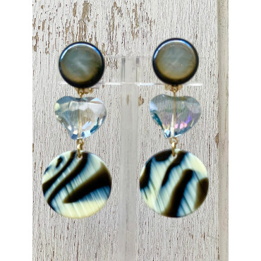 YUKI Corne noire & coeur cristal - Francine BRAMLI Paris