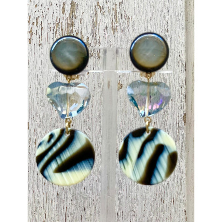 YUKI Corne noire & coeur cristal - Francine BRAMLI Paris