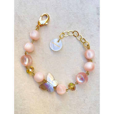 Bracelet PAPILLON rose nacre - Francine BRAMLI Paris