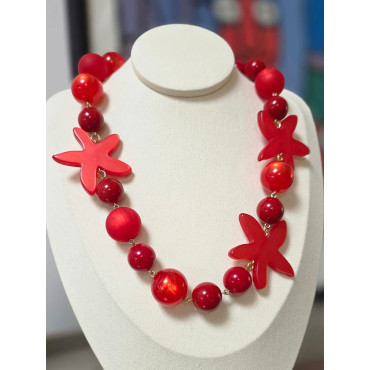 Collier ETOILE rouge - Francine BRAMLI Paris