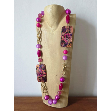 Sautoir RAPHAEL Rose Violine - Francine BRAMLI Paris collier