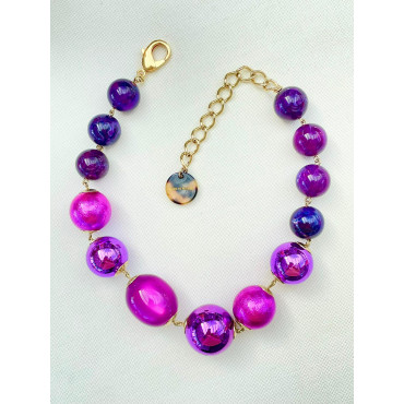 Collier OCTAVE Fuchsia Violet Prune - Francine BRAMLI Paris