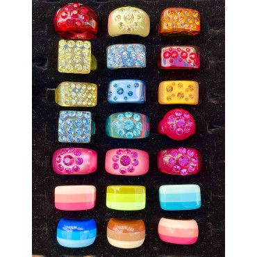 BAGUE Résine & Strass Taille 57 - Francine BRAMLI Paris