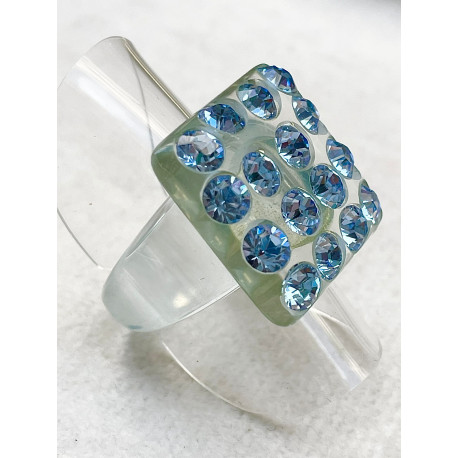 BAGUE Résine & Strass Taille 57 - Francine BRAMLI Paris