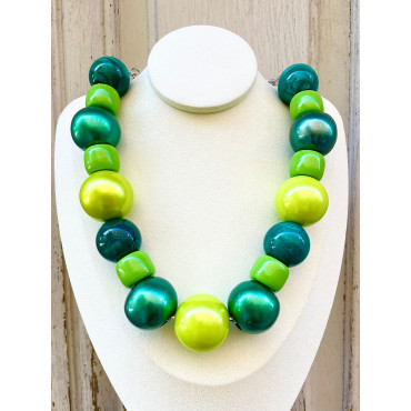 Collier ROXY perles camaïeu vert - Francine BRAMLI Paris
