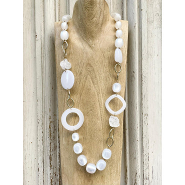 Sautoir ALMAN Blanc irisé - Francine BRAMLI Paris collier