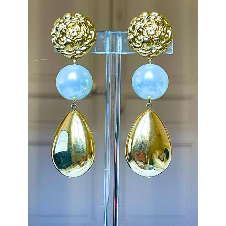 CUBA Fleur LG Doré, nacré - Francine BRAMLI Paris