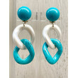 KARINE maillon Turquoise & nacré - Francine BRAMLI Paris. Boucles d'oreilles