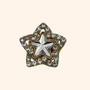 Bijoux de Bouton ETOILE & STRASS Doré et Blanc - LA LOGE DE SUZON
