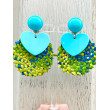 RAPHIA Coeur Bleu, vert, jaune - Francine BRAMLI Paris