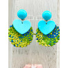 RAPHIA Coeur Bleu, vert, jaune - Francine BRAMLI Paris