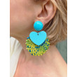 RAPHIA Coeur Bleu, vert, jaune - Francine BRAMLI Paris