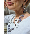 Sautoir FLOR Blanc Argent Gris - Francine BRAMLI Paris Collier