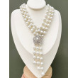 Sautoir WINDSOR perles nacrées, Fleur cristal - Francine BRAMLI Paris Collier
