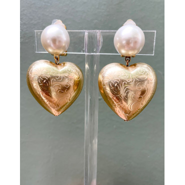 COEUR gravé doré - Francine BRAMLI Paris