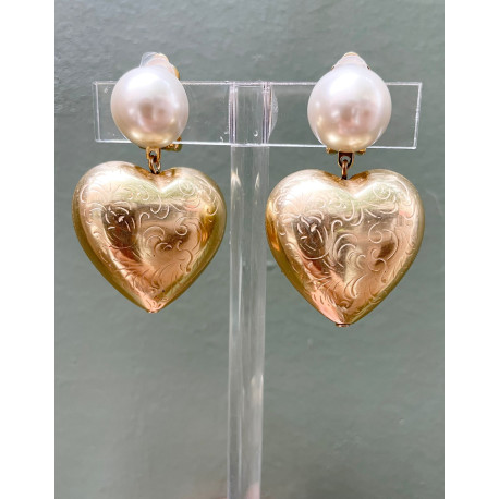 COEUR gravé doré - Francine BRAMLI Paris