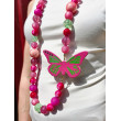 Sautoir PAPILLON rose vert - Francine BRAMLI Paris Collier
