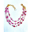 Collier REGIS 3 rangs perles rose & cristal - Francine BRAMLI Paris