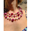 Collier REGIS 3 rangs perles rose & cristal - Francine BRAMLI Paris
