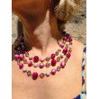 Collier REGIS 3 rangs perles rose & cristal - Francine BRAMLI Paris
