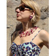 Collier REGIS 3 rangs perles rose & cristal - Francine BRAMLI Paris