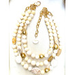 Collier COQUILLAGES 3 rangs Ivoire Dor - Francine BRAMLI Paris