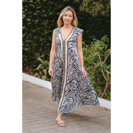 Longue Robe BLANCHE/NOIRE - ISLA BONITA