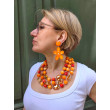 Collier REGIS 3 rangs perles Orange & cristal - Francine BRAMLI Paris