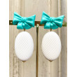 NOUETTE bleu turquoise blanc - Francine BRAMLI Paris