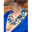Collier REGIS 3 rangs perles Orange & cristal - Francine BRAMLI Paris