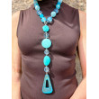Collier CRAVATE Bleu Turquoise Tr - Francine BRAMLI Paris
