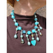 Collier PAMPILLES bleu turquoise perles & cristal - Francine BRAMLI Paris