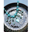 Collier PAMPILLES bleu turquoise perles & cristal - Francine BRAMLI Paris