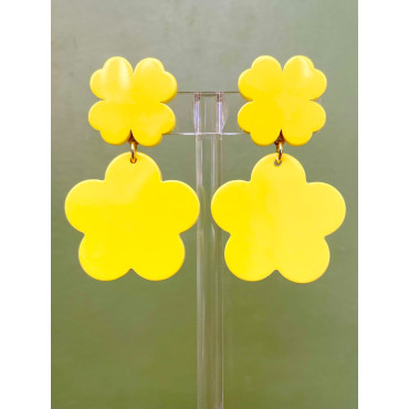 HIBISCUS Jaune Cabochon trèfle - Francine BRAMLI Paris
