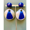 SÉLÈNE en nacre, Raphia bleu - Francine BRAMLI Paris